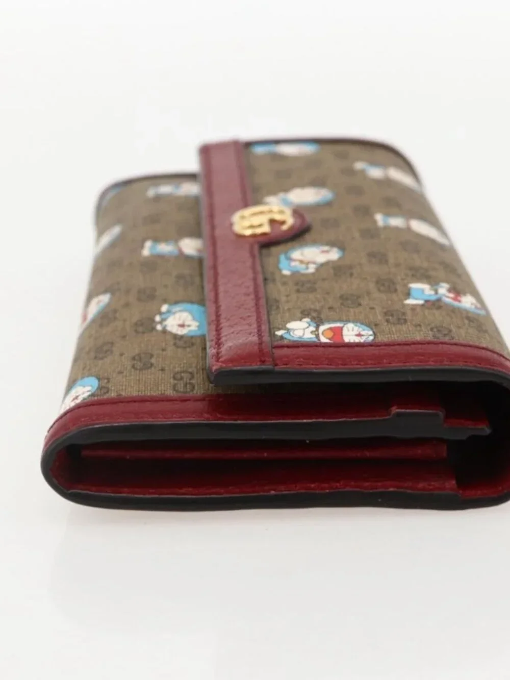 GUCCI Micro GG Supreme Doraemon Long Wallet PVC Beige Gold 647786 Auth 175793A